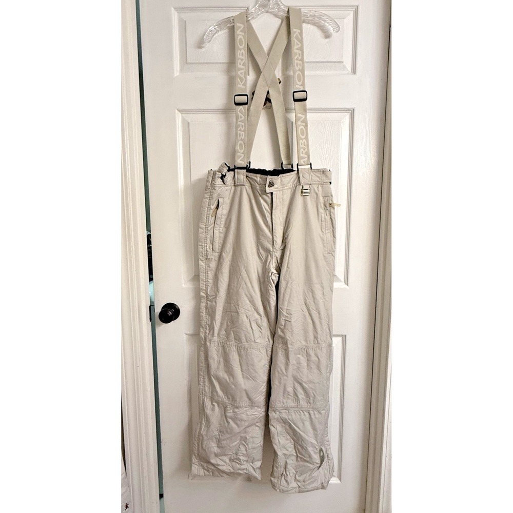 KARBON Ski Pants Mens Large Gray Insulated Snowboard Suspenders Pockets